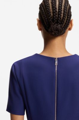 Vestido de tejido el&aacute;stico con escote en pico, Turquesa