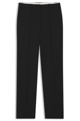 Straight-leg trousers in virgin wool, Black
