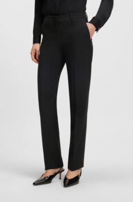 Pantalon Regular Fit en laine vierge italienne, Noir
