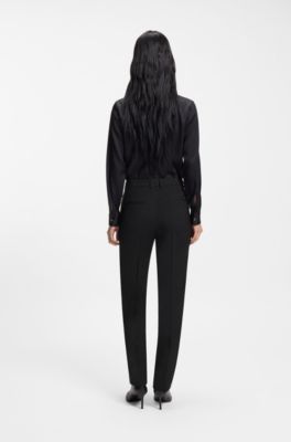 Regular-fit pants in Italian-made virgin wool, Black