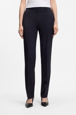 Regular-fit pants in Italian-made virgin wool, Dark Blue