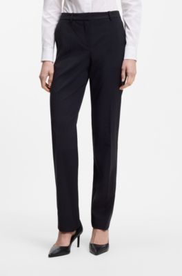 Straight-leg trousers in virgin wool, Dark Blue
