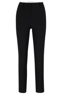 Regular-fit cropped trousers in wool, Black