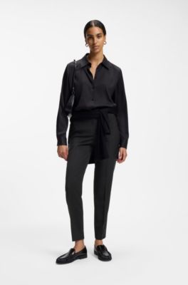 Pantalones regular fit en lana virgen hecha en Italia, Negro