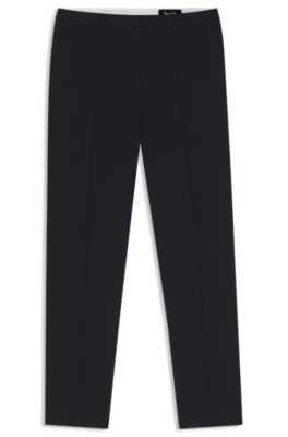 Hugo Boss Cropped Regular-fit Trousers In Responsible Wool In Dark Blue