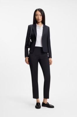 Pantalon Regular Fit en laine vierge italienne, Bleu fonc&eacute;