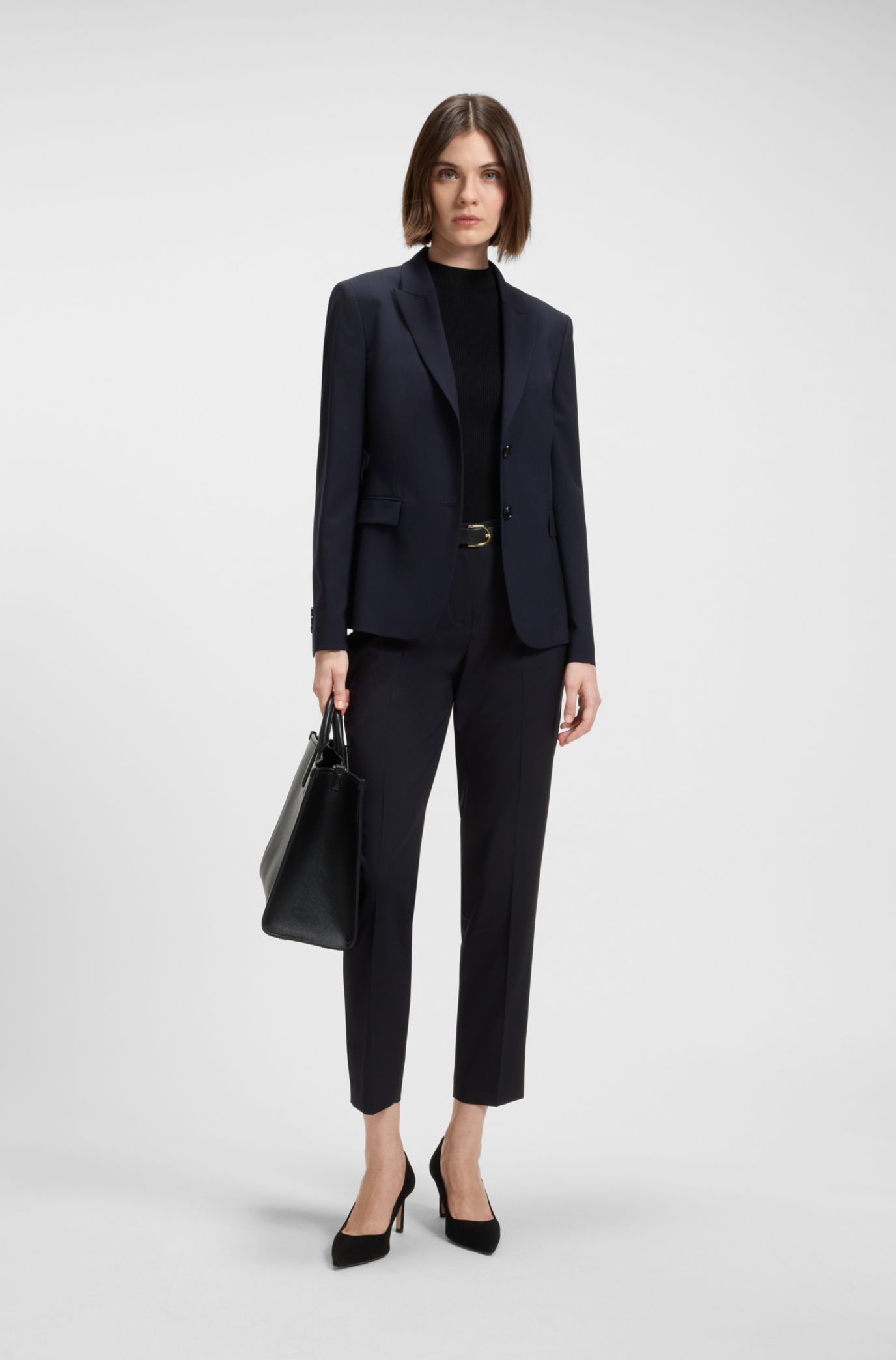 BOSS - Regular-fit tapered-leg trousers in Italian virgin