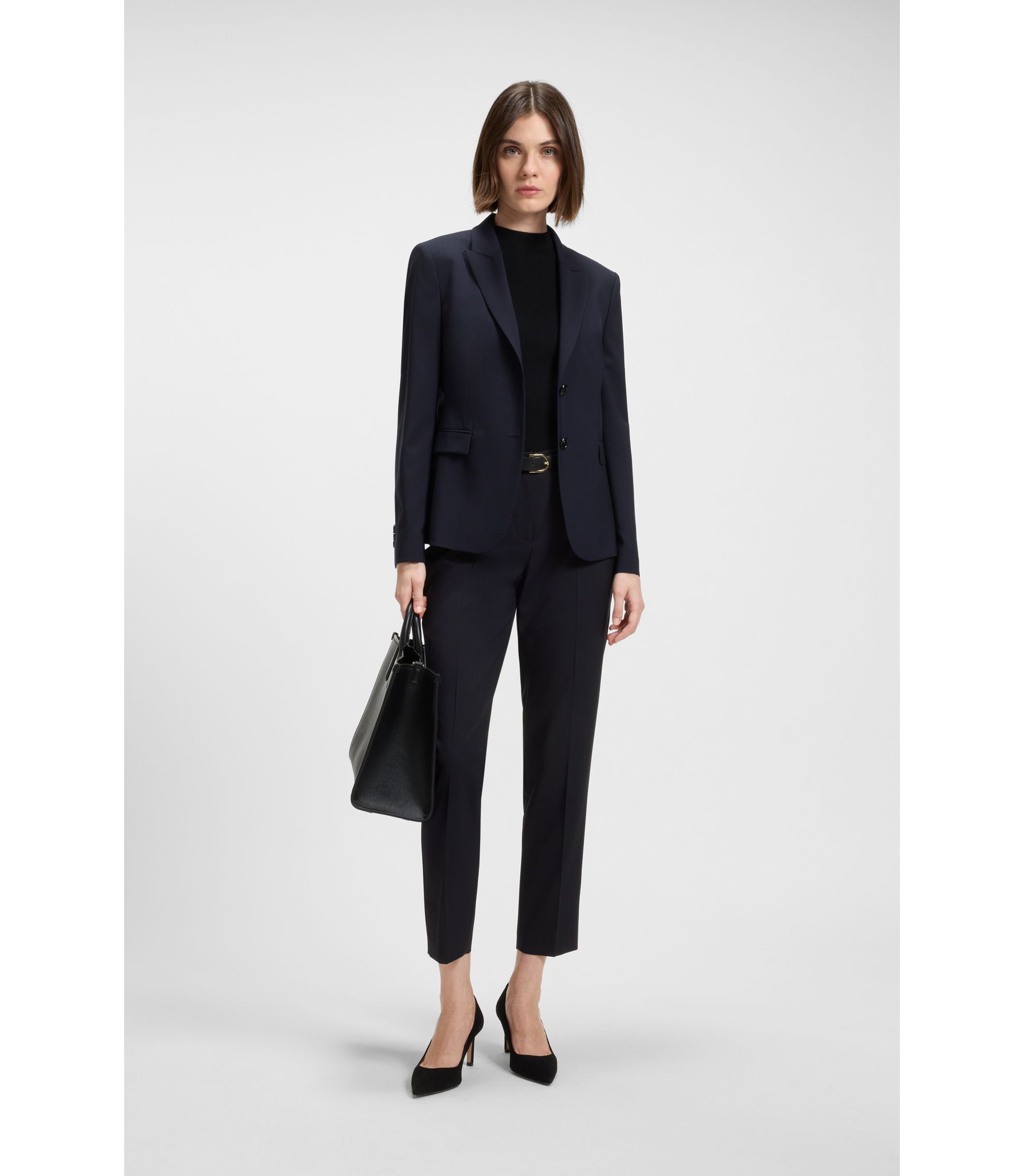 BOSS - Regular-fit tapered-leg trousers in Italian virgin