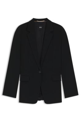 Chaqueta regular fit en crep&eacute; resistente a las arrugas, Negro