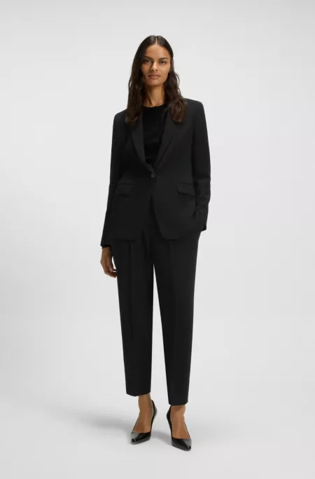 Regular-fit jacket in crease-resistant crepe