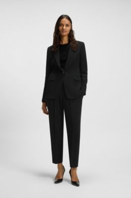 Chaqueta regular fit en crep&eacute; resistente a las arrugas, Negro
