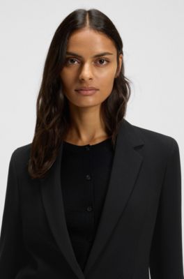 Veste Regular en cr&ecirc;pe infroissable, Noir