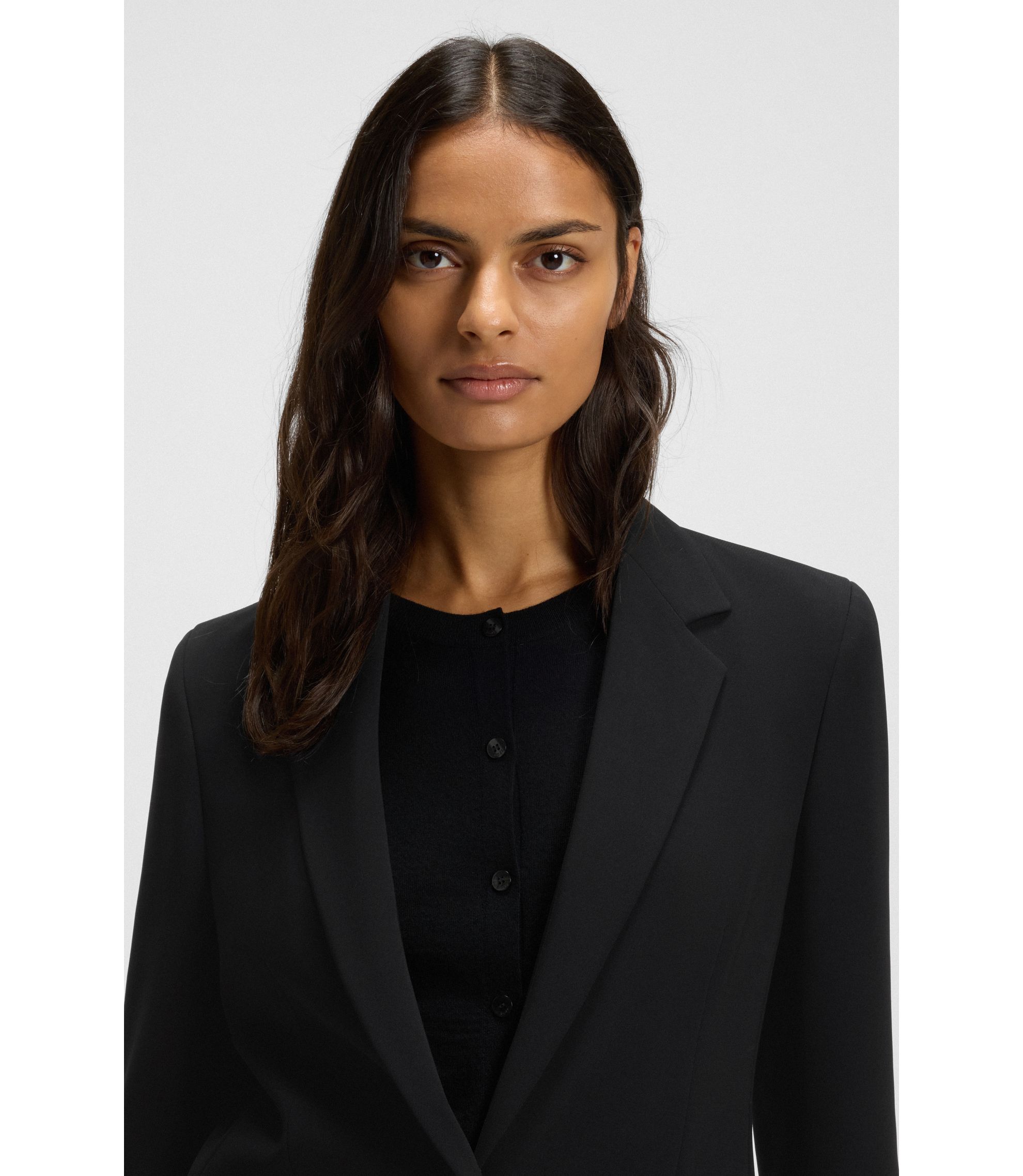 BOSS - Regular-fit jacket in crease-resistant crepe - Black