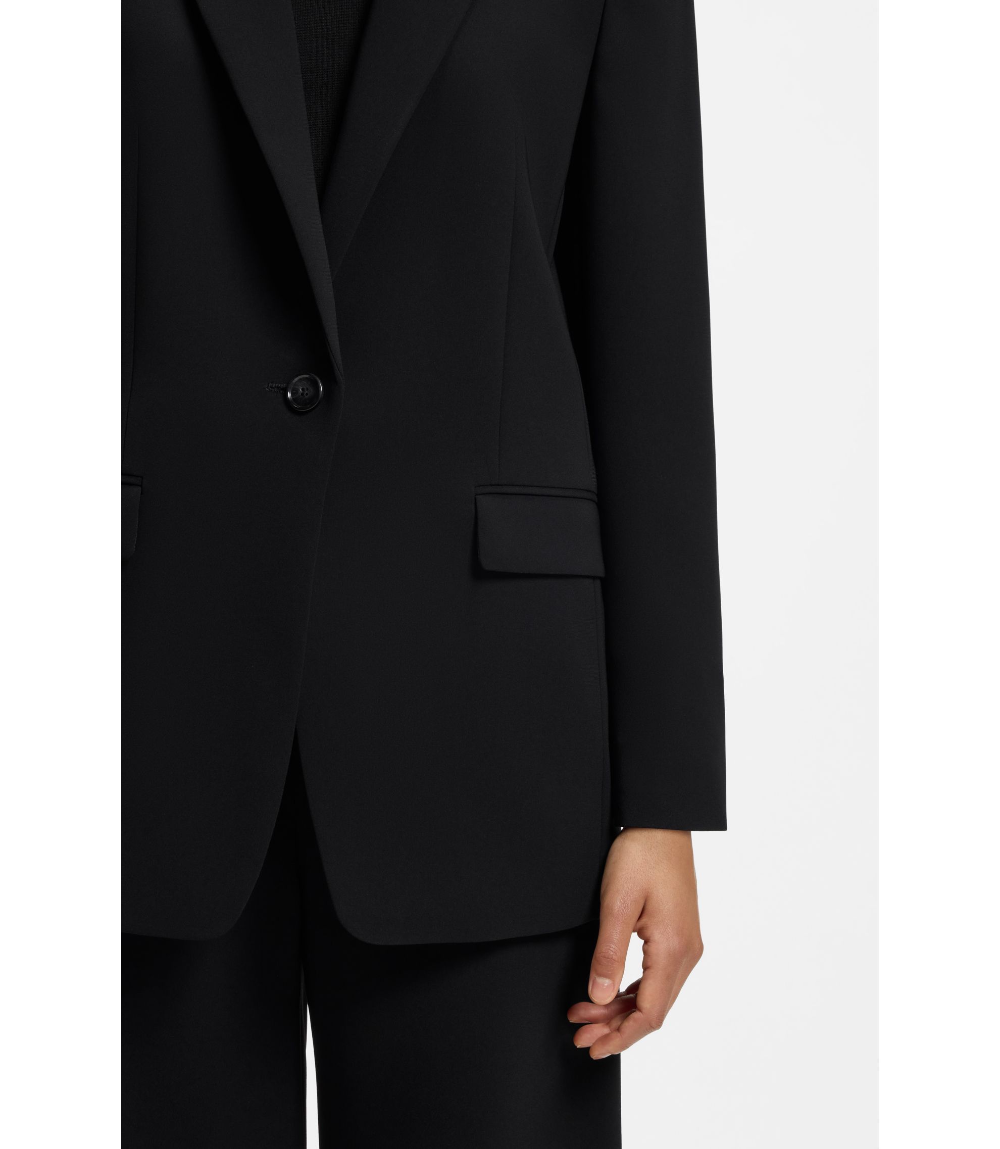 BOSS - Regular-fit jacket in crease-resistant crepe - Black