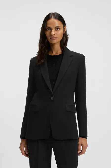 Regular-fit jacket in crease-resistant crepe