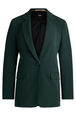 Hugo Boss Regular-fit Jacket In Crease-resistant Crepe In Light Green