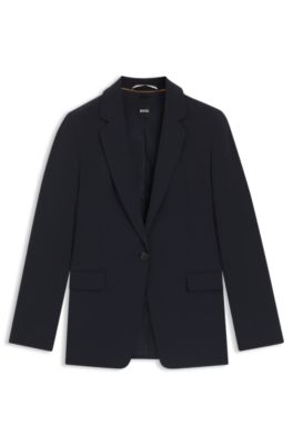 Regular-fit jacket in crease-resistant crepe, Dark Blue