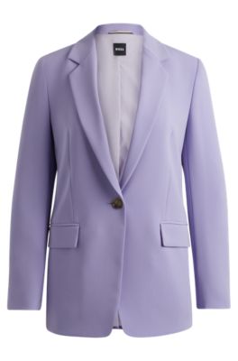 Shop Hugo Boss Regular-fit Jacket In Crease-resistant Crepe In Purple
