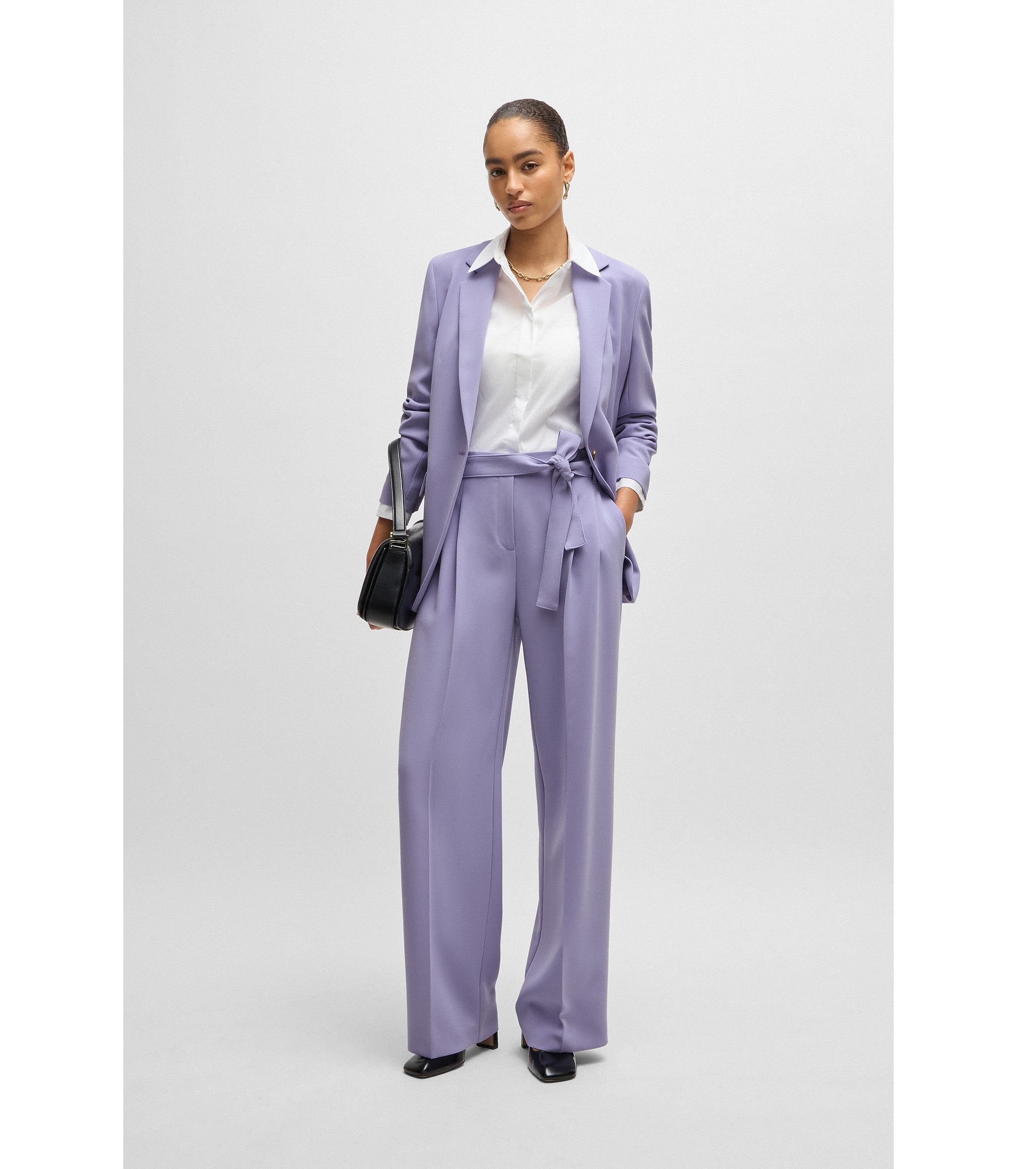 BOSS - Regular-fit jacket in crease-resistant crepe - Purple BOSS - Regular-fit jacket in crease-resistant crepe - Purple