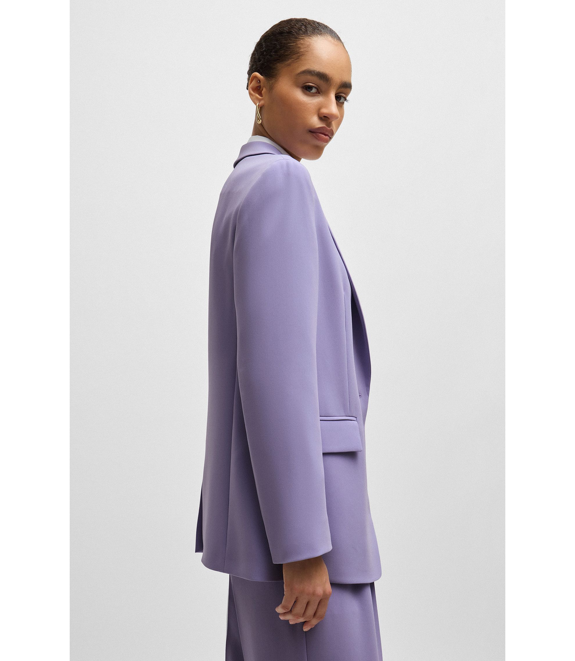 BOSS - Regular-fit jacket in crease-resistant crepe - Purple BOSS - Regular-fit jacket in crease-resistant crepe - Purple