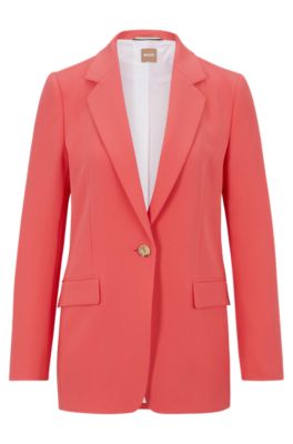 Hugo Boss Regular-fit Jacket In Japanese Crepe With Natural Stretch In Pink