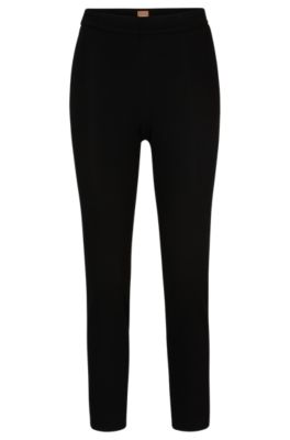 Shop Hugo Boss Regular-fit Trousers In Stretch Fabric With Tapered Leg In Black
