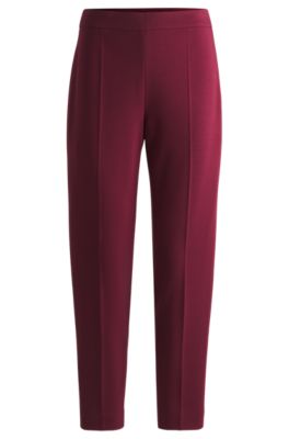 Hugo Boss Regular-fit Trousers In Stretch Fabric With Tapered Leg In Dark Red