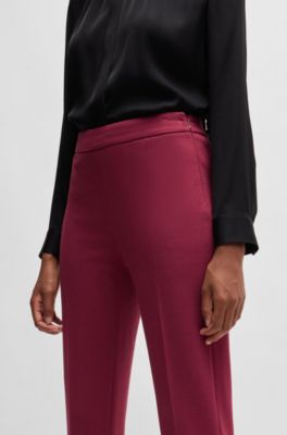 Regular-fit trousers in stretch fabric, Dark Red