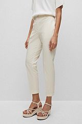 Regular-fit trousers in stretch-cotton twill, White