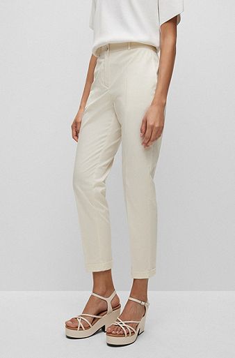 Regular-fit trousers in stretch-cotton twill, White