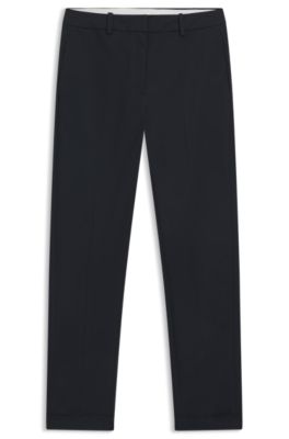 Pantalones regular fit de sarga de algod&oacute;n el&aacute;stico, Azul oscuro