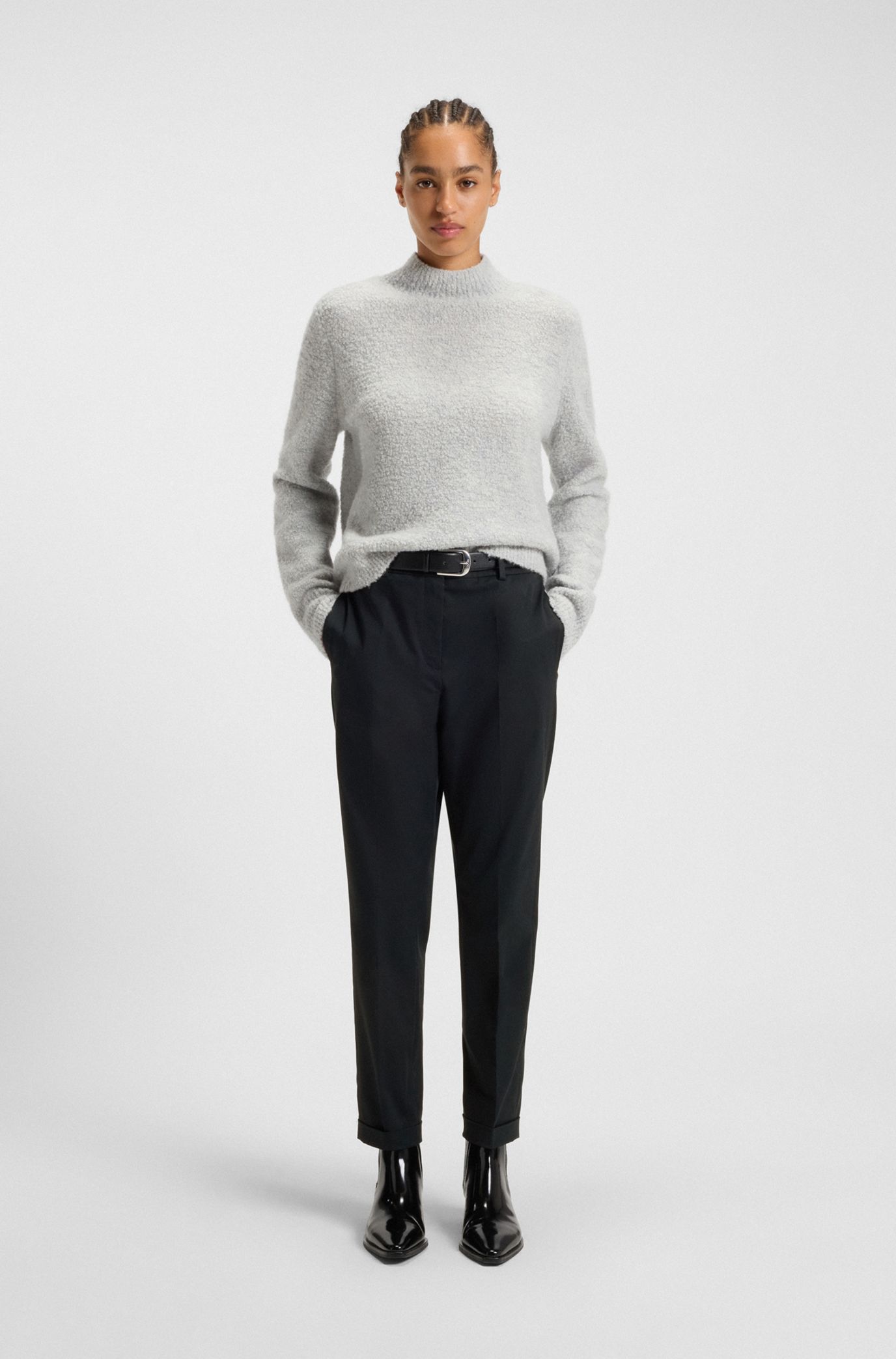 BOSS - Regular-fit trousers in stretch-cotton twill