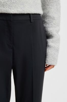 Pantalones regular fit de sarga de algod&oacute;n el&aacute;stico, Azul oscuro