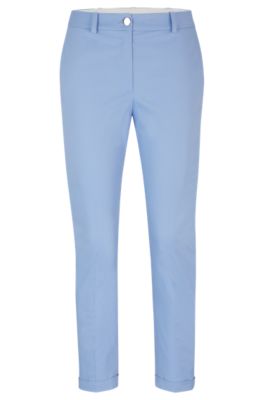 Hugo Boss Regular-fit Trousers In Stretch-cotton Twill In Blue