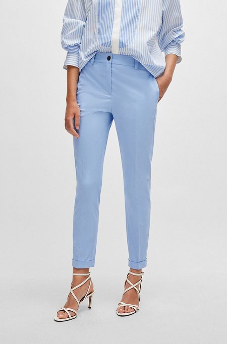Regular-fit trousers in stretch-cotton twill, Blue