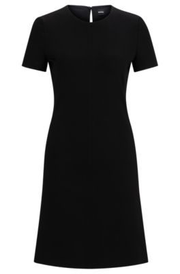 Hugo Boss Slim-fit Crew-neck Dress In Stretch Fabric In Black