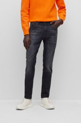 BOSS - Slim-fit jeans in super-soft gray Italian denim
