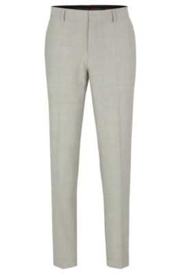 HUGO - Slim-fit trousers in checked performance-stretch fabric
