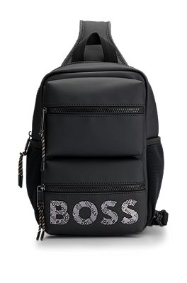 BOSS Mono-strap Leather Backpack in Blue for Men