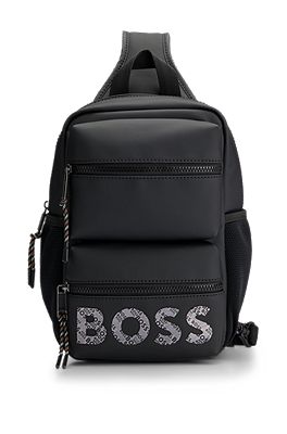 BOSS - Faux-leather backpack with monogram print