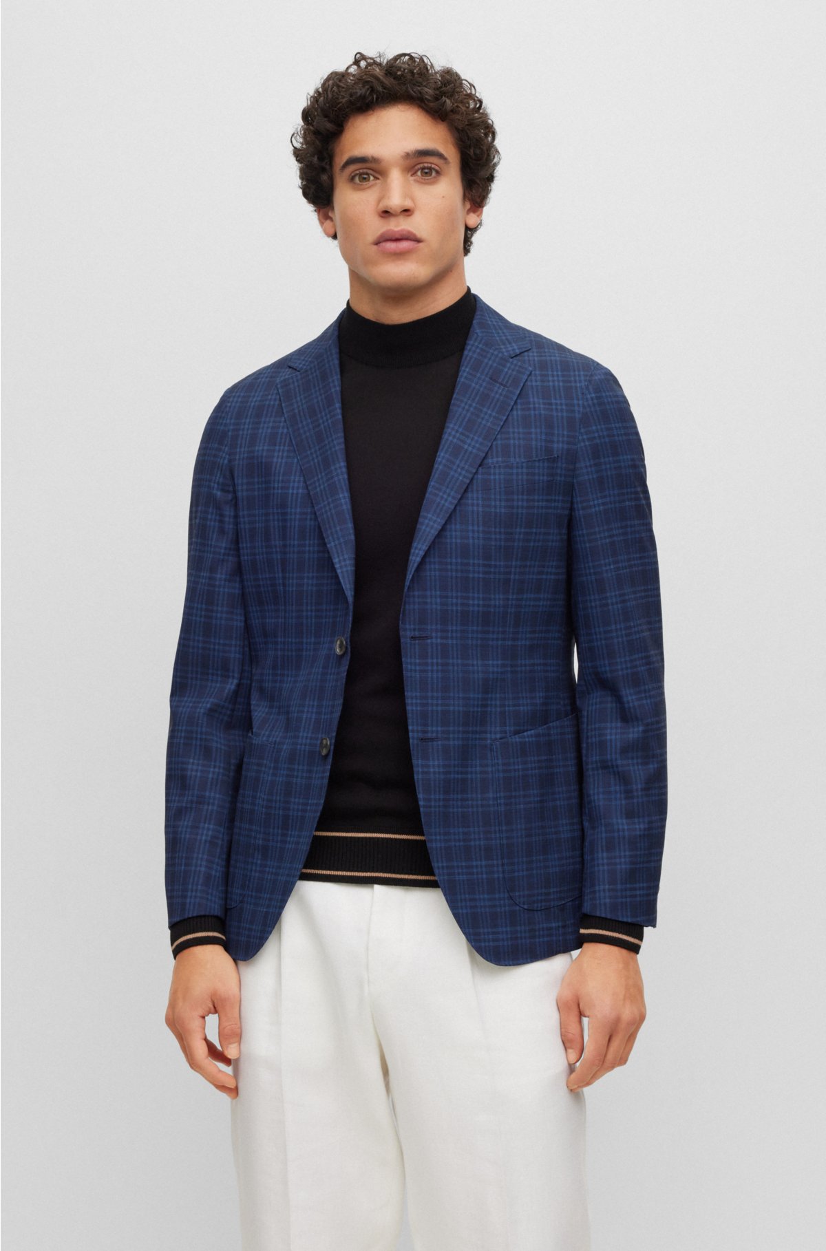 Regular Fit Wool-blend Jacket - Dark blue - Men