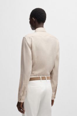 Chemise Slim en lin italien, Beige clair