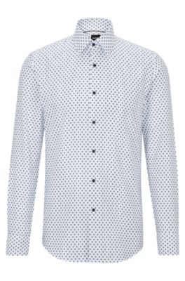 BOSS - Slim-fit shirt in printed Italian Oxford cotton