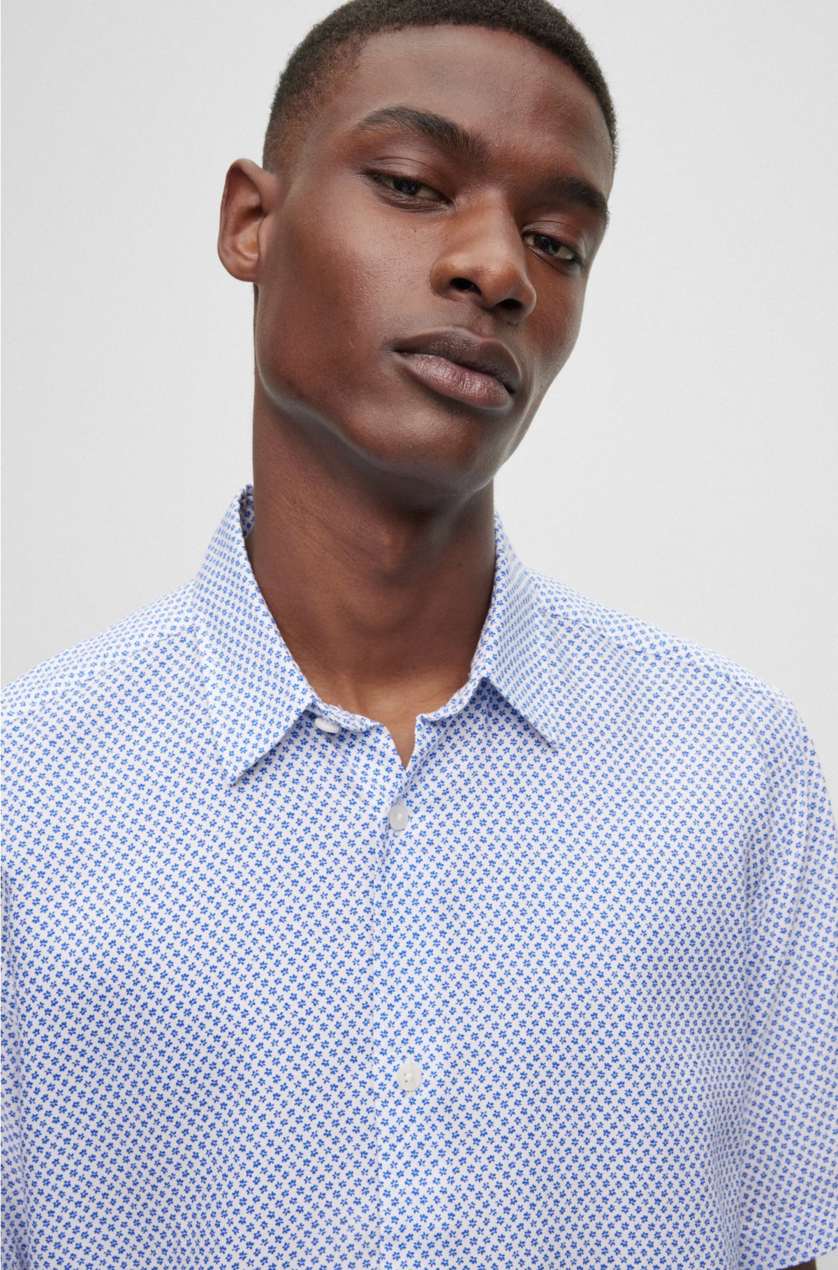 BOSS - Regular-fit shirt in printed Oxford fabric