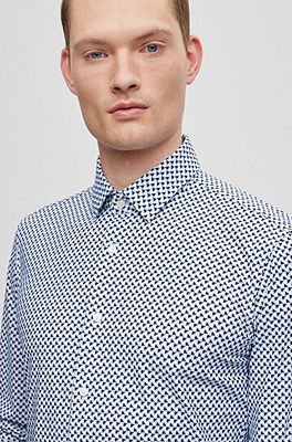 Boss by Men's performance-stretch Slim-Fit Shirt - Dark Blue