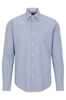 BOSS - Regular-fit shirt in checked performance-stretch fabric