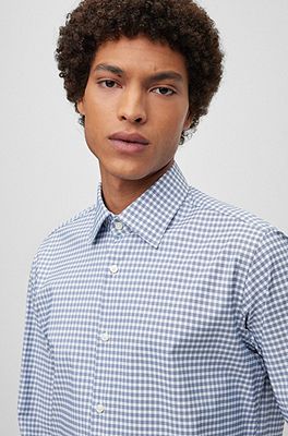 Hugo boss 2025 blue check shirt