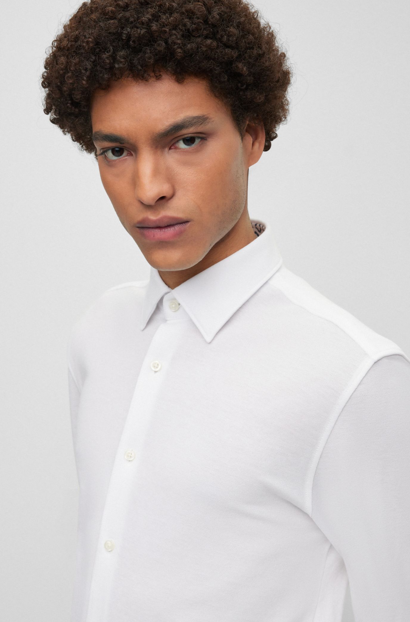 Hugo boss discount white shirt mens