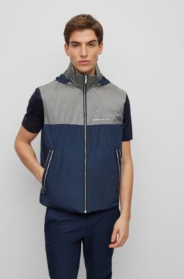 BOSS - Water-repellent jacket with logo details and removable gilet