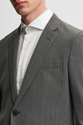 BOSS - Slim-fit suit in micro-patterned performance-stretch cloth